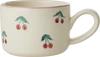 Cappuccino-Tasse Keramik 200ml Rice by Rice Kirschmotiv Unikat - Ceramic Cappuccino Cup with Hand-painted Cherries - 200 ml