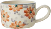 Cappuccino-Tasse Keramik Rice by Rice Orange 200 ml Unikat - Ceramic Cappuccino Cup with Hand-painted Flowers - Orange - 200 ml