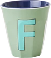 Melamin-Trinkbecher Khaki F 250ml Rice by Rice robust leicht - Melamine Cup with the Letter F - Khaki- Medium - 250 ml