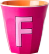 Melamin-Trinkbecher Kinder Fuchsia 250ml Rice by Rice - Melamine Cup with the Letter F - Fuchsia - Medium - 250 ml