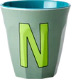 Melamin-Trinkbecher Rice by Rice N Khaki 250ml BPA-frei - Melamine Cup with the Letter N - Khaki - Medium - 250 ml