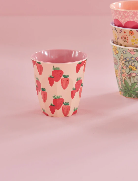 Melamin-Trinkbecher Erdbeerprint 250 ml Rice by Rice robust